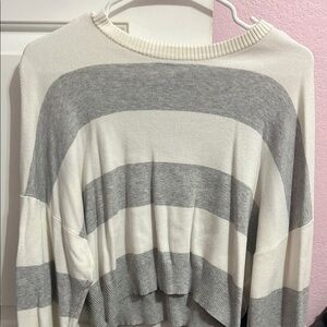 Garage Oversized Gray and White Striped Hoodie